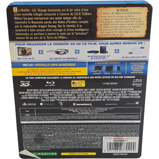 Le Hobbit Un voyage inattendu SteelBook 4 Blu-ray 3D Lenticulaire Jackson