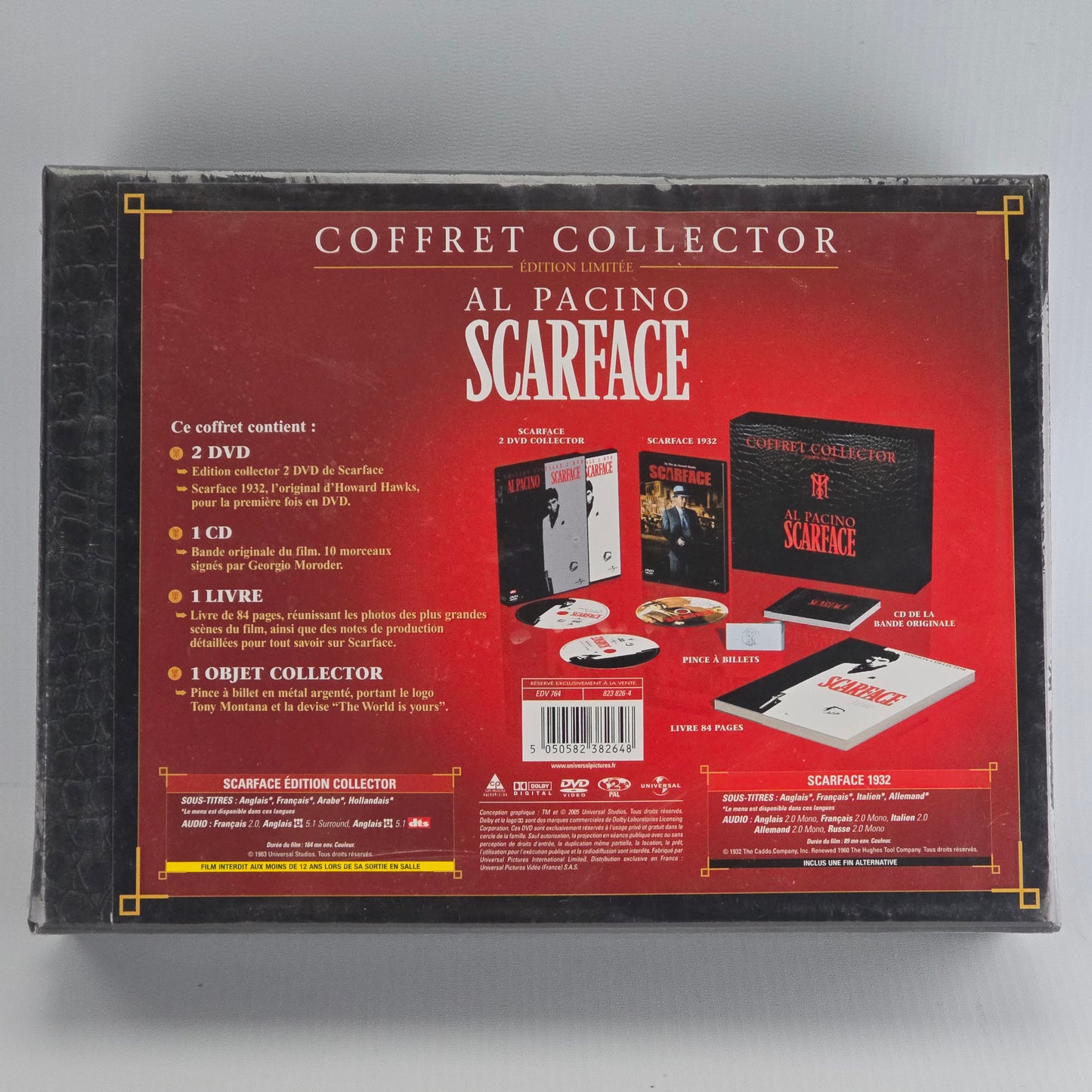 Scarface  Collector Édt Ltd 3 DVD + CD +Livre + Pince à billets métal argenté Z2