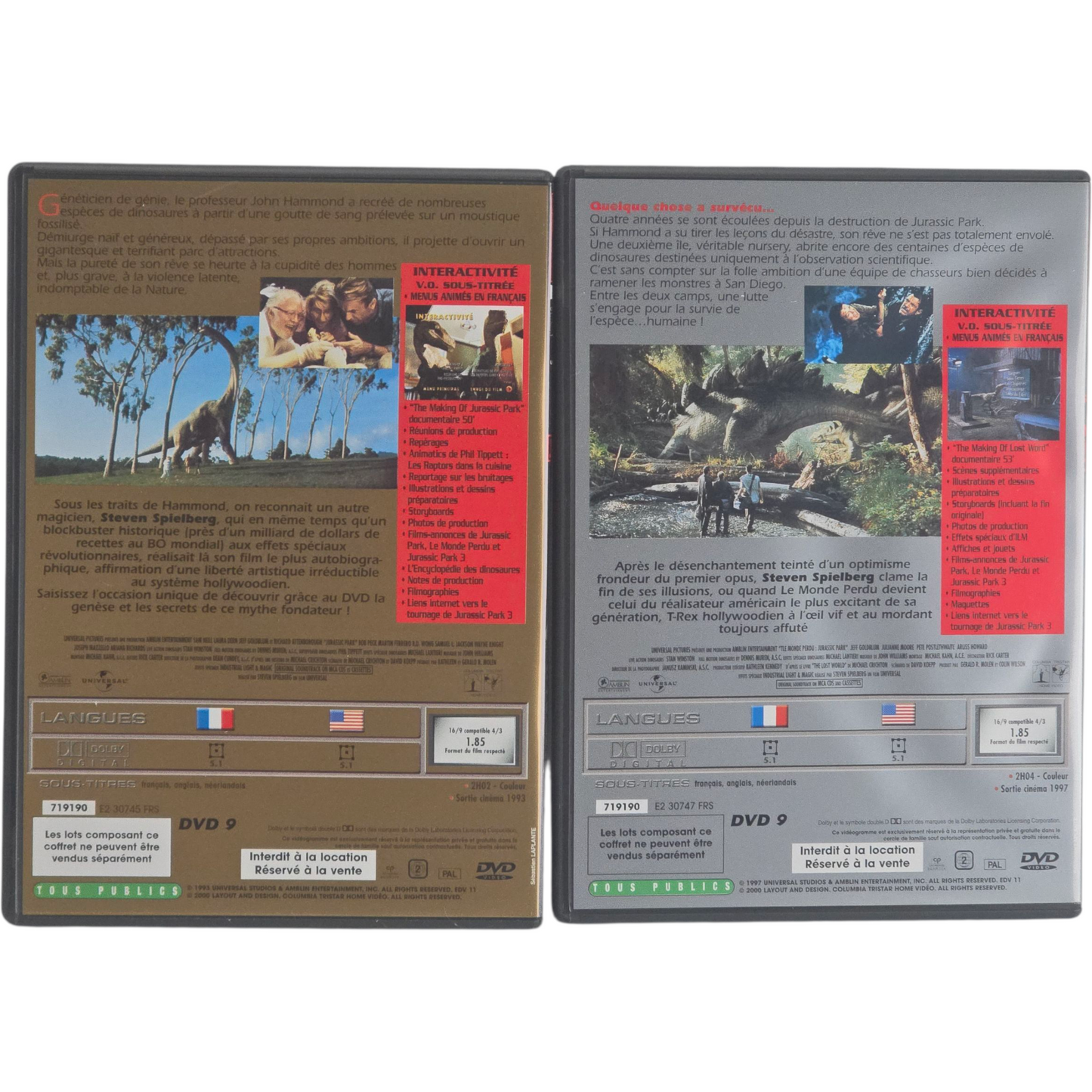 Coffret Silver Jurassic Park 2 DVD - Jurassic Park I / Jurassic Park II Region 2