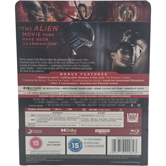 Alien Romulus SteelBook 4K Blu-ray UK VF Québécoise Dolby Vision VO Atmos A/B/C
