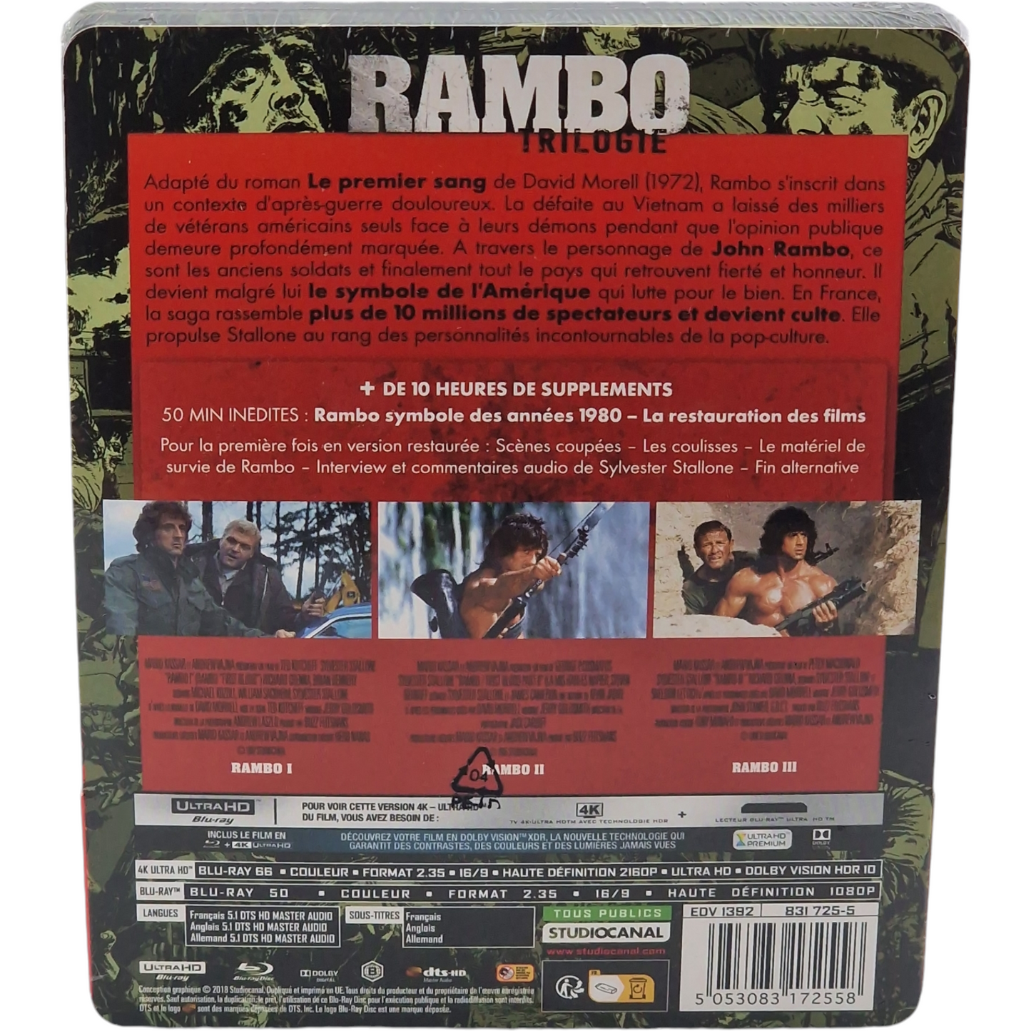 Rambo La Trilogie Rambo SteelBook Collector 4 K Ultra HD + Blu-ray Stallone B