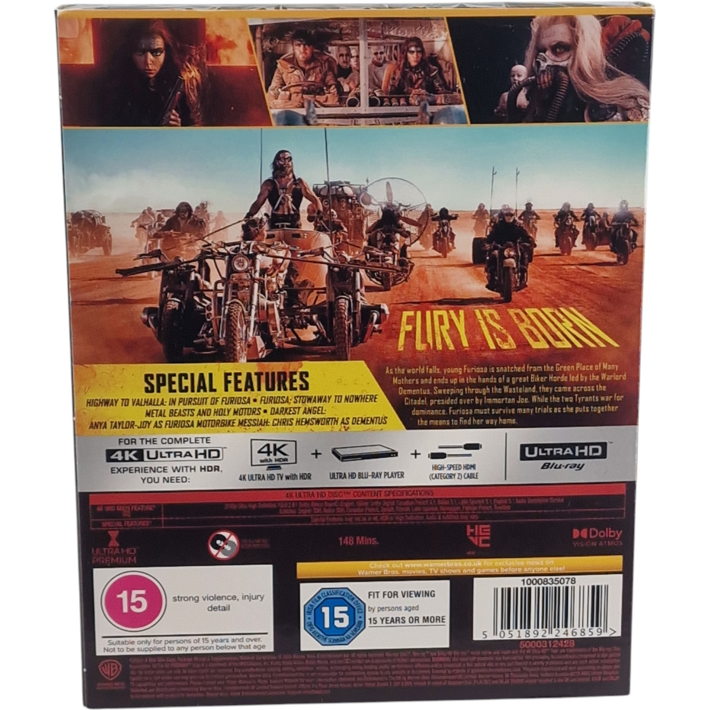 Furiosa : A Mad Max Saga 4K Ultra HD + [étui] Chris Hemsworth 2024 Region Libre