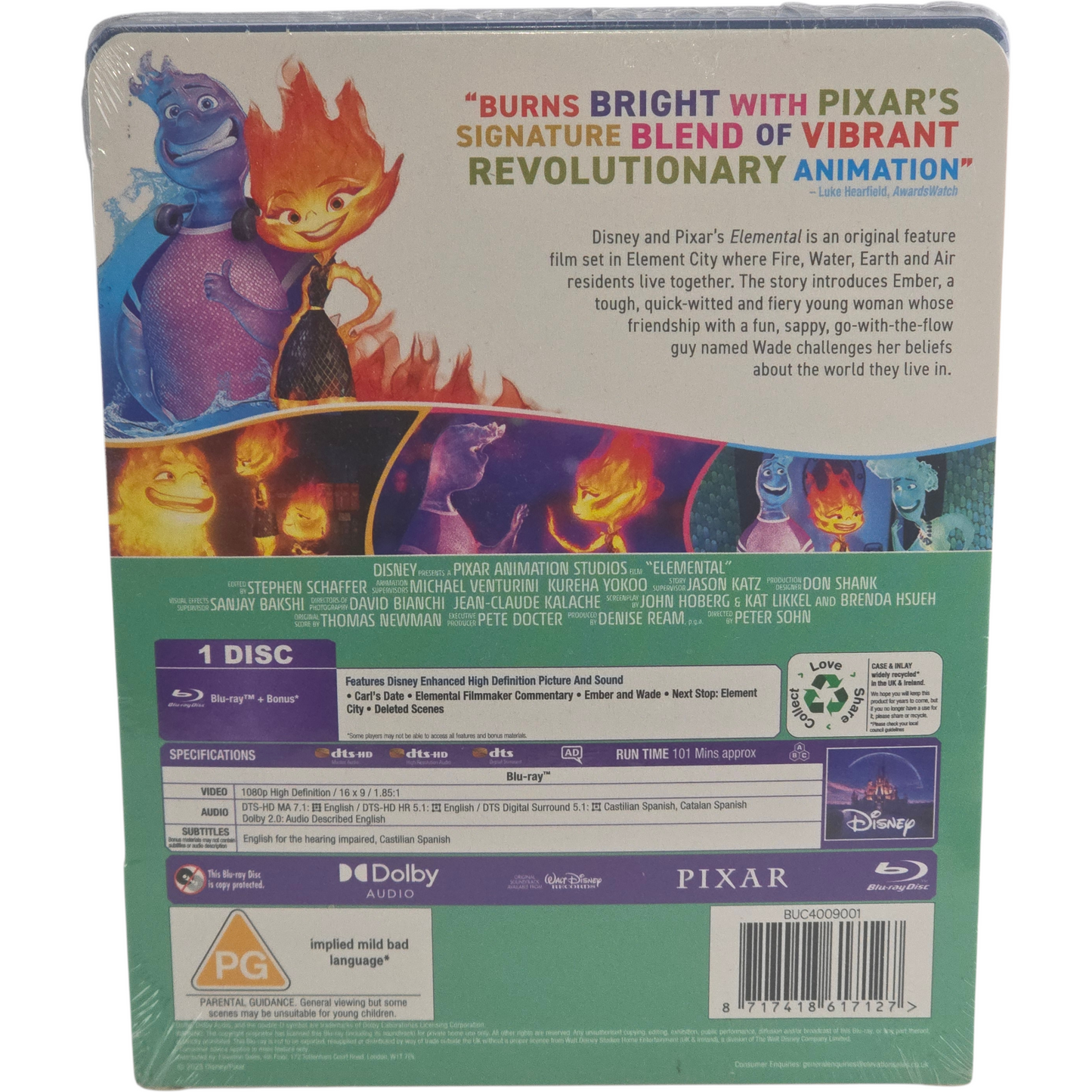 Elemental  Blu-ray SteelBook Disney Pixar's Ltd Edt 2023 Zone B
