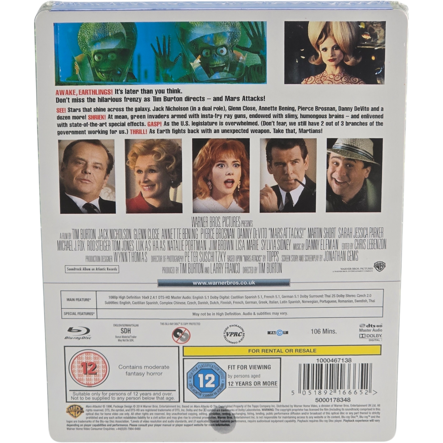 Mars Attacks! SteelBook Débossé Zavvi Ltd 2500 Ex Tim Burton  Jack Nicholson B