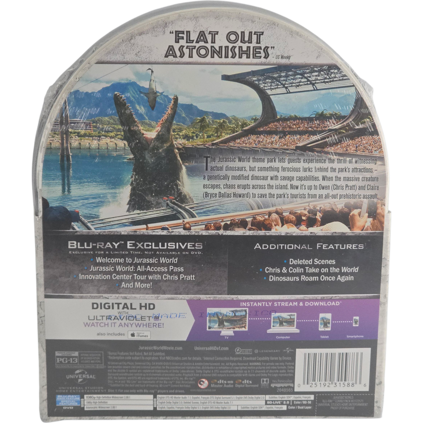 Jurassic World (2015)  Blu-ray Boîtier arrondi collector Metal Débossé  Zone A