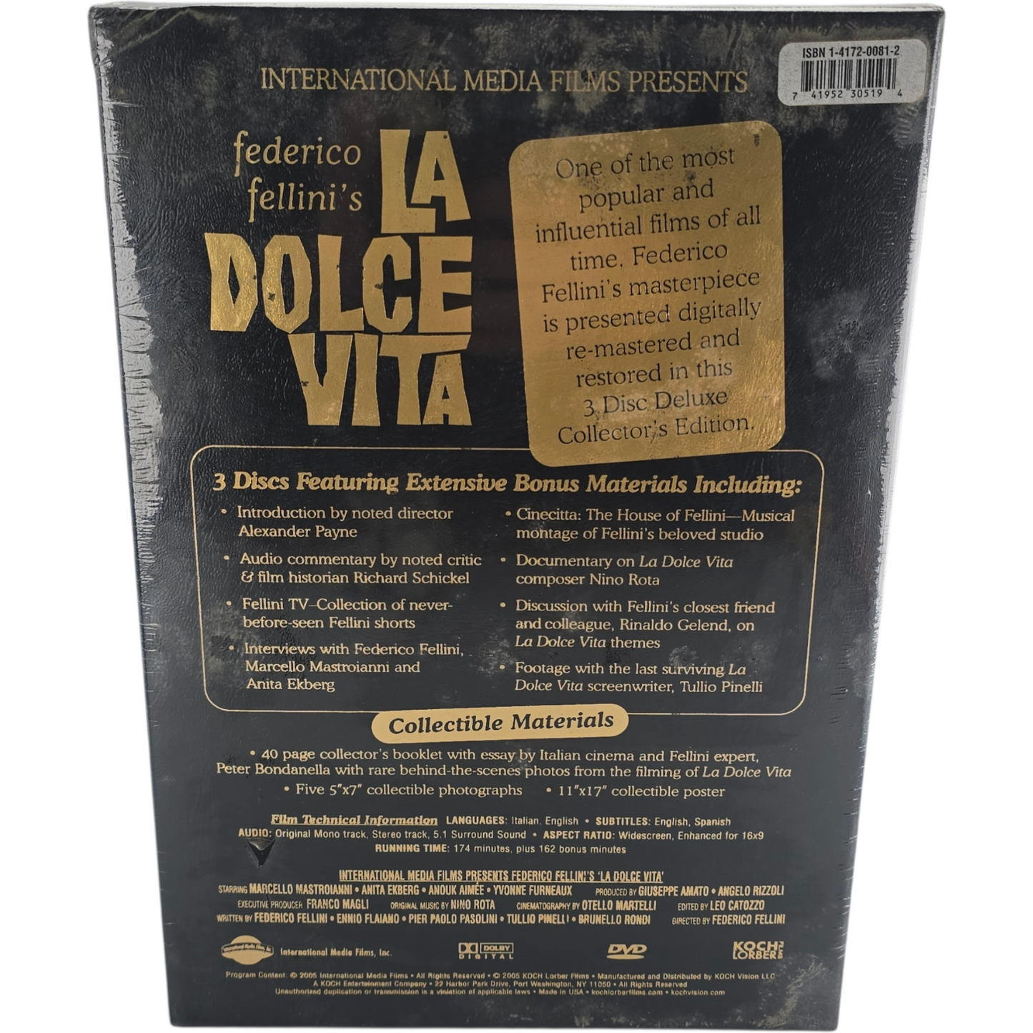 La Dolce Vita DVD Limited Edition Deluxe Collector's Edition Fellini Zone 1