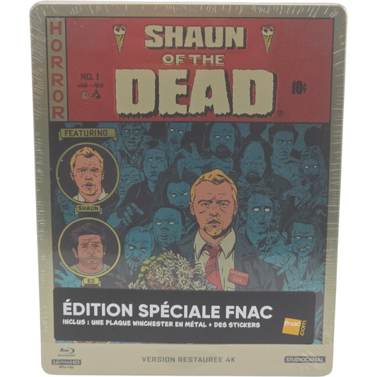 Shaun of the Dead SteelBook 4K + Blu-ray Fnac Plaque métal Simon Pegg Nick Frost
