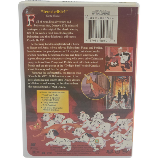 101 Dalmatians DVD Disney Limited Issue – Zone 1 US