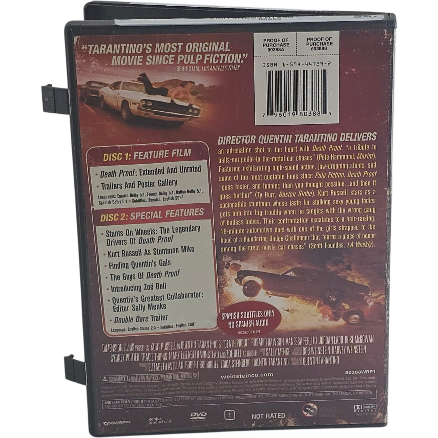 Death Proof DVD Collector's Extended Unrated 2-Disc Special Zone 1 [ -18]