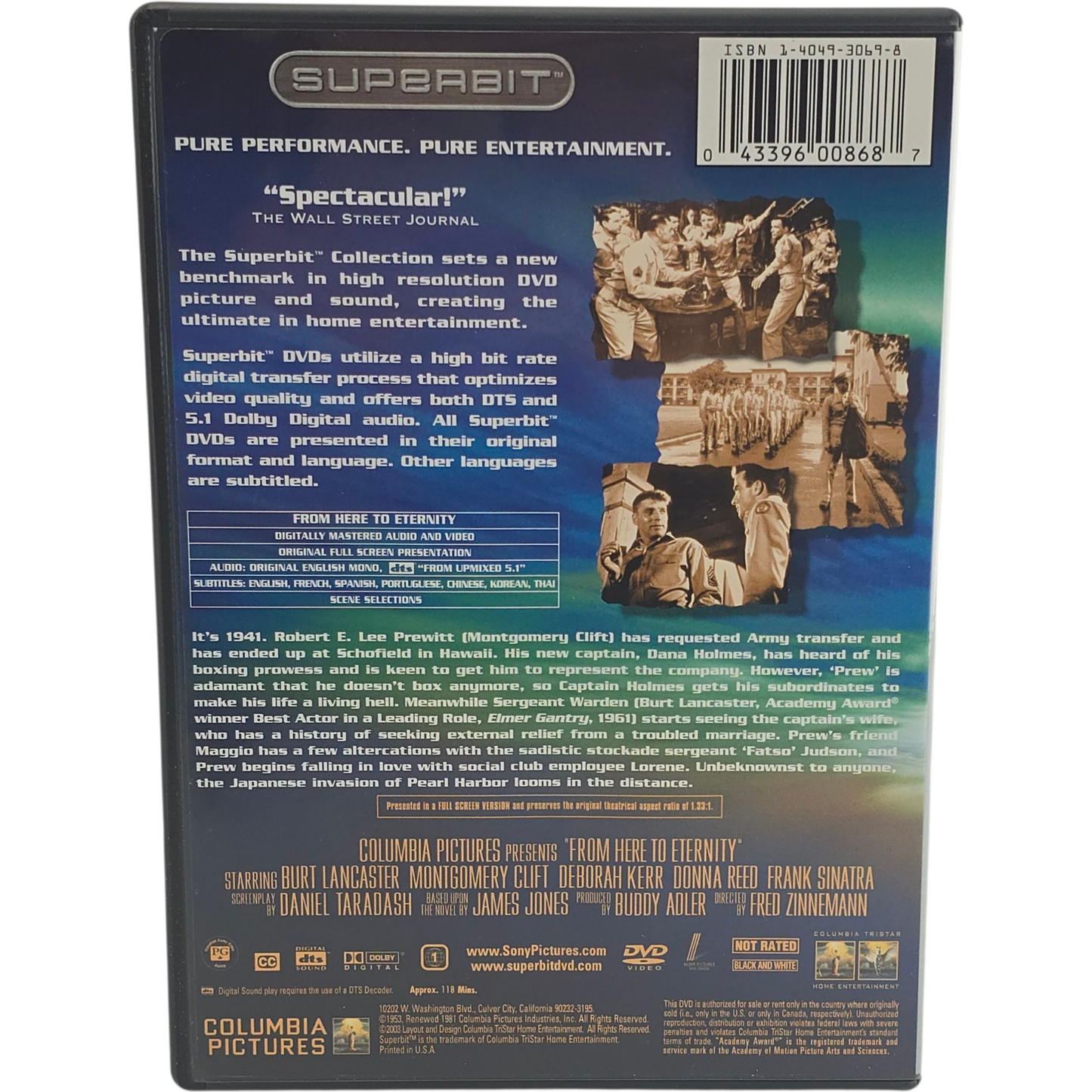From Here to Eternity DVD Superbit Collection Burt Lancaster, Zone 1 US Import