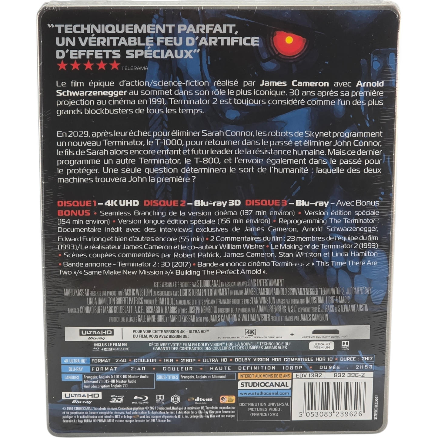 Terminator 2: Judgment Day Steelbook 4K Ultra HD + Blu-ray  James Cameron Zone B