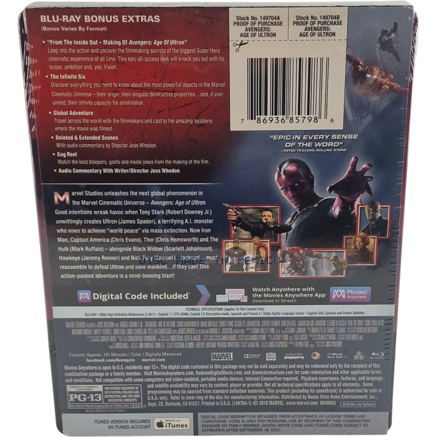 Avengers: Age of Ultron Blu-ray SteelBook Titre Débossé Best Buy2018 A Zone
