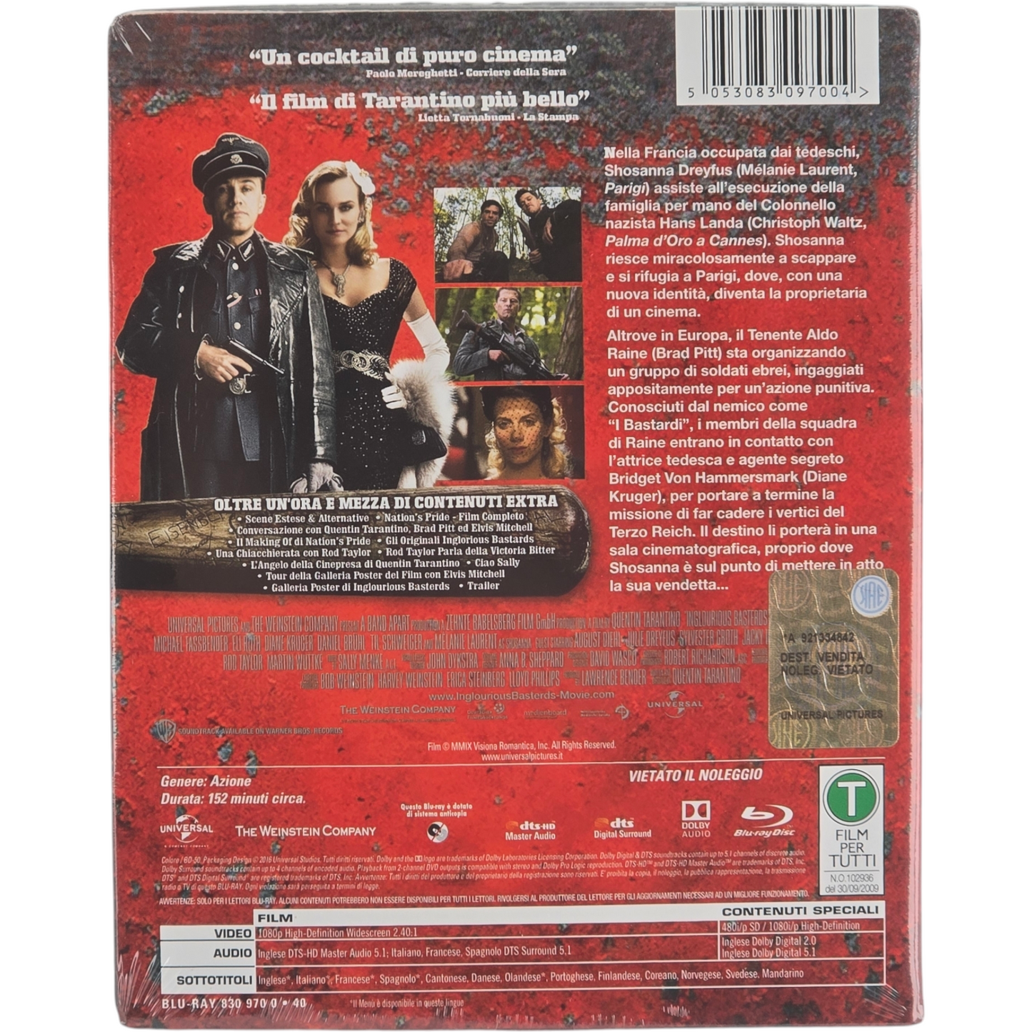 Inglourious Basterds Blu-ray SteelBook Débossé  Brad Pitt Tarantino 2016 [-18] B