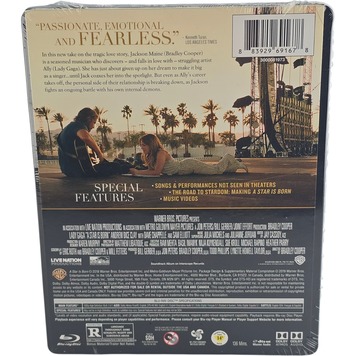 A Star Is Born Steelbook Blu-ray + DVD  Lady Gaga, Bradley Cooper Zone A
