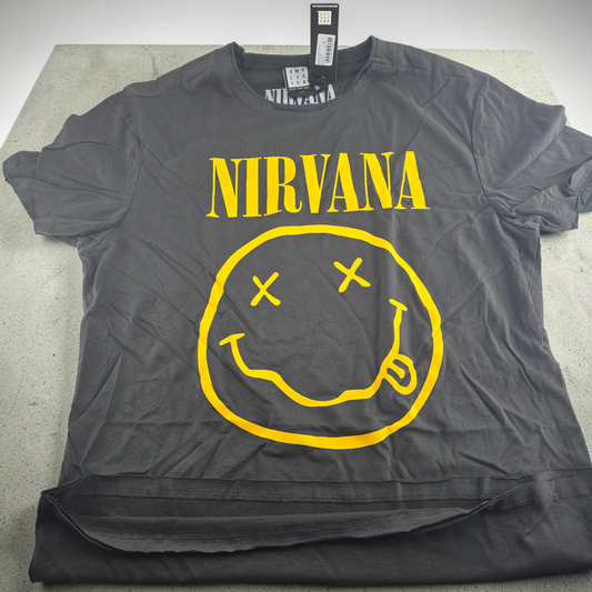 T-shirt Nirvana Officiel “Face” Charcoal Vintage – Amplified Rock Grunge