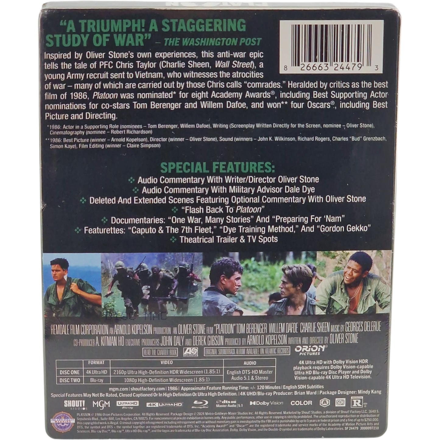 Platoon 1986 SteelBook 4K Ultra HD + Blu-ray 2024 Oliver Stone Zone A [-18]