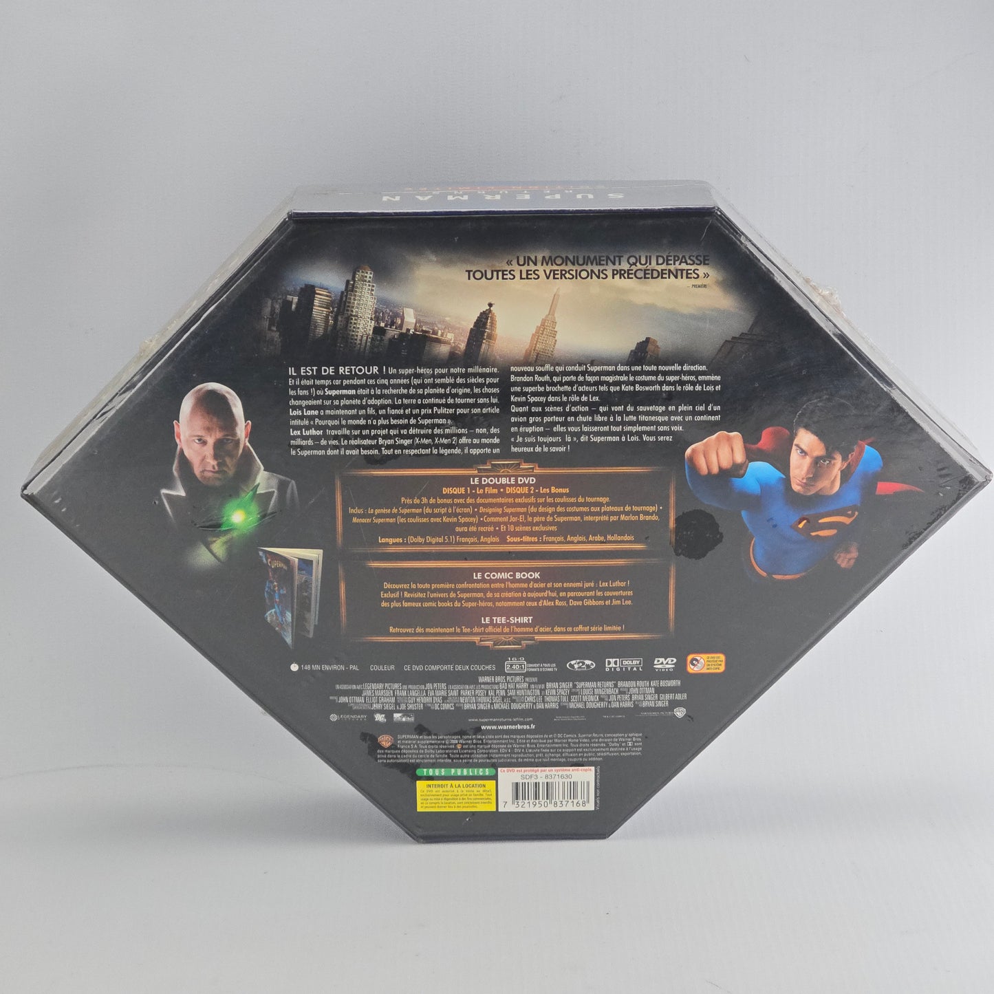 Superman returns 2X DVD Coffret Prestige Edt ltd+ 1 Tee-shirt officiel Superman Zone 2