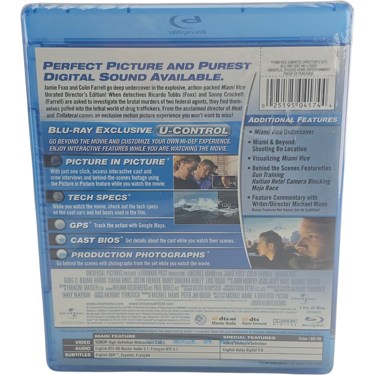 Miami Vice Blu-ray Colin Farrell, Jamie Foxx Zone 1 US Import