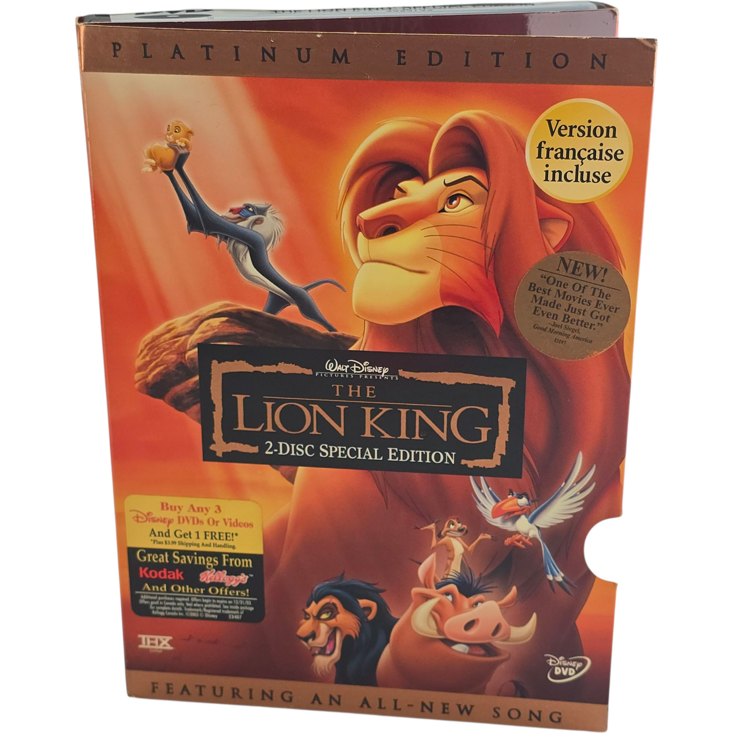 The Lion King DVD Disney Classic 2-Disc Collector's Platinum Zone 1 Canada Import
