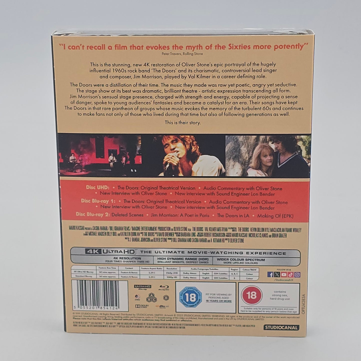 The Doors 1991 Oliver Stone 4K Ultra HD + Blu-ray 3 Disques Val Kilmer  B [-18]