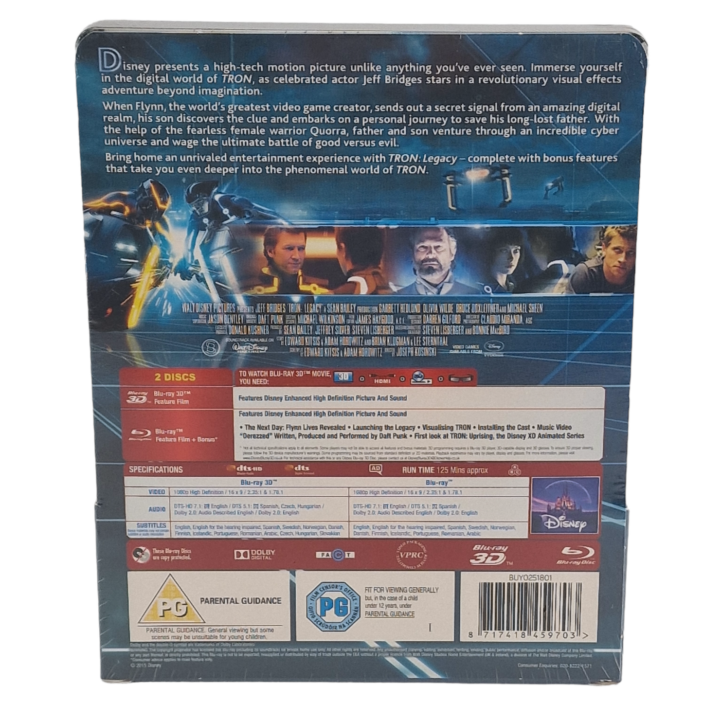 TRON: Legacy Blu-ray 3D+ 2D  SteelBook Zavvi Exclu Limité Disney Jeff Bridges B