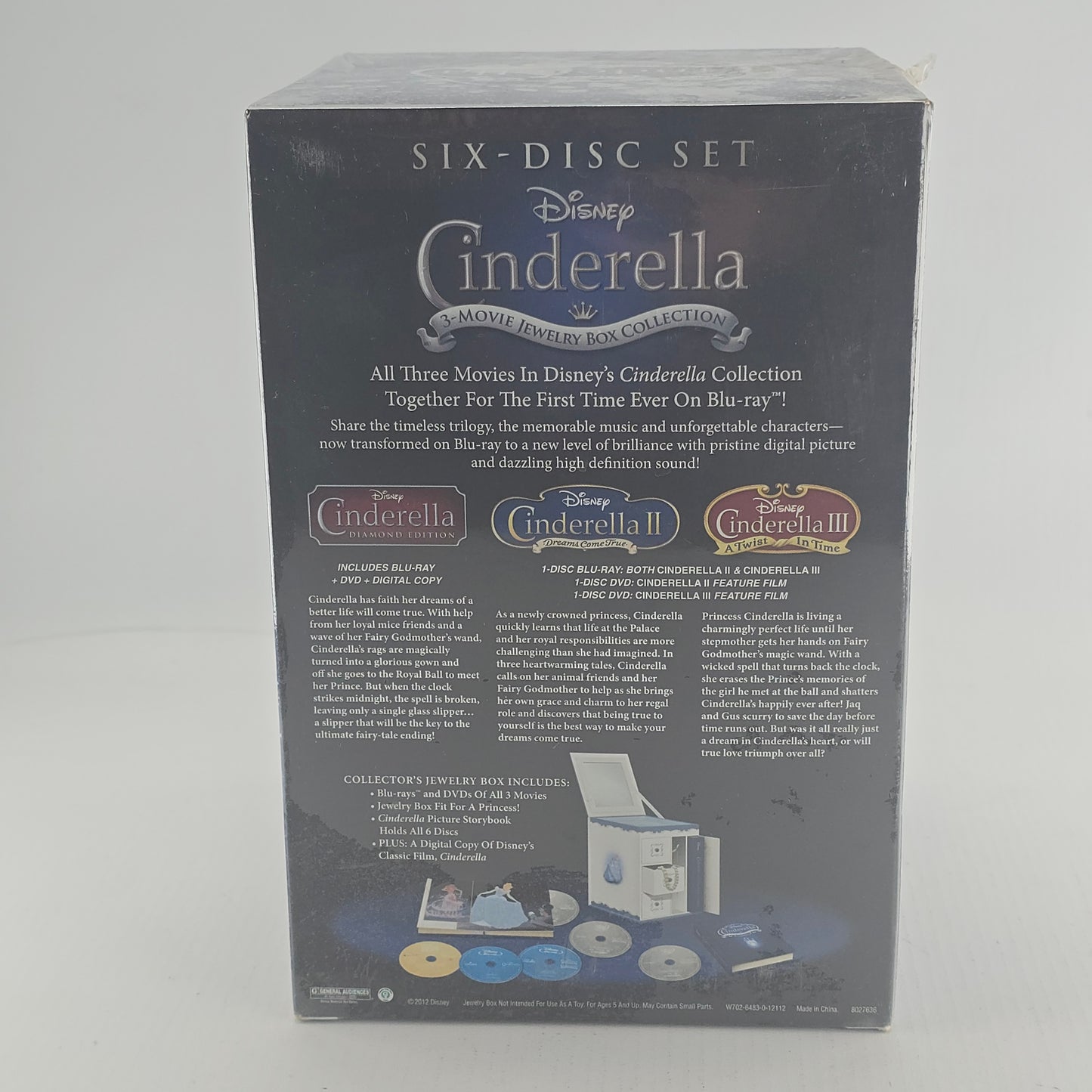 Cinderella Trilogy Blu-ray+ DVD + Jewelry Box Packaging Collector Zone A Disney