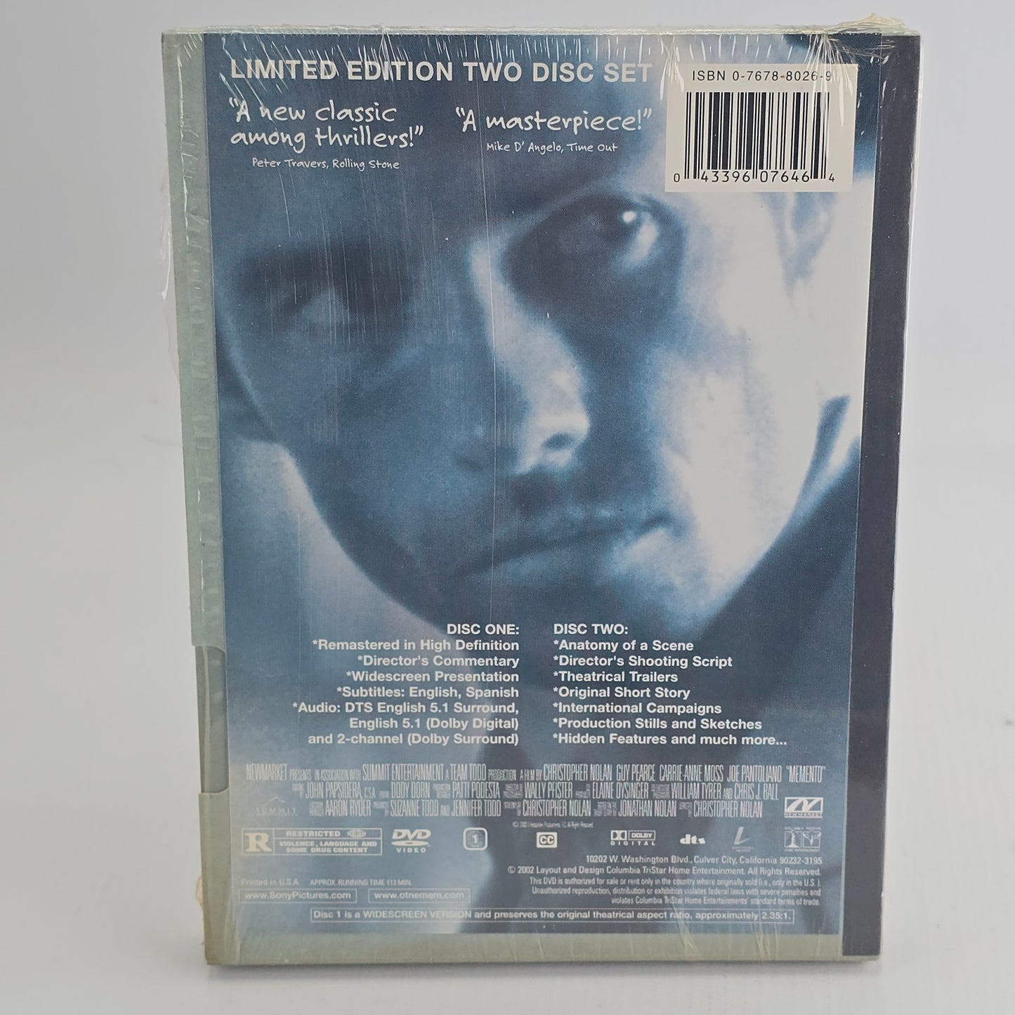 Memento DVD DigiPack 2-disc Ltd Edition Zone 1  Christopher Nolan Import USA