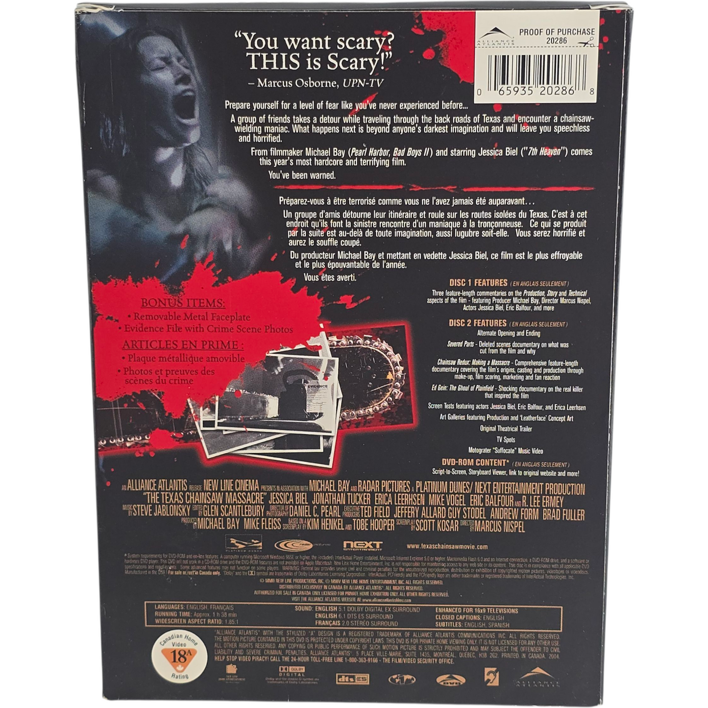 The Texas Chainsaw Massacre DVD DigiPack Collector's Platinum Zone 1 [-18] US Import