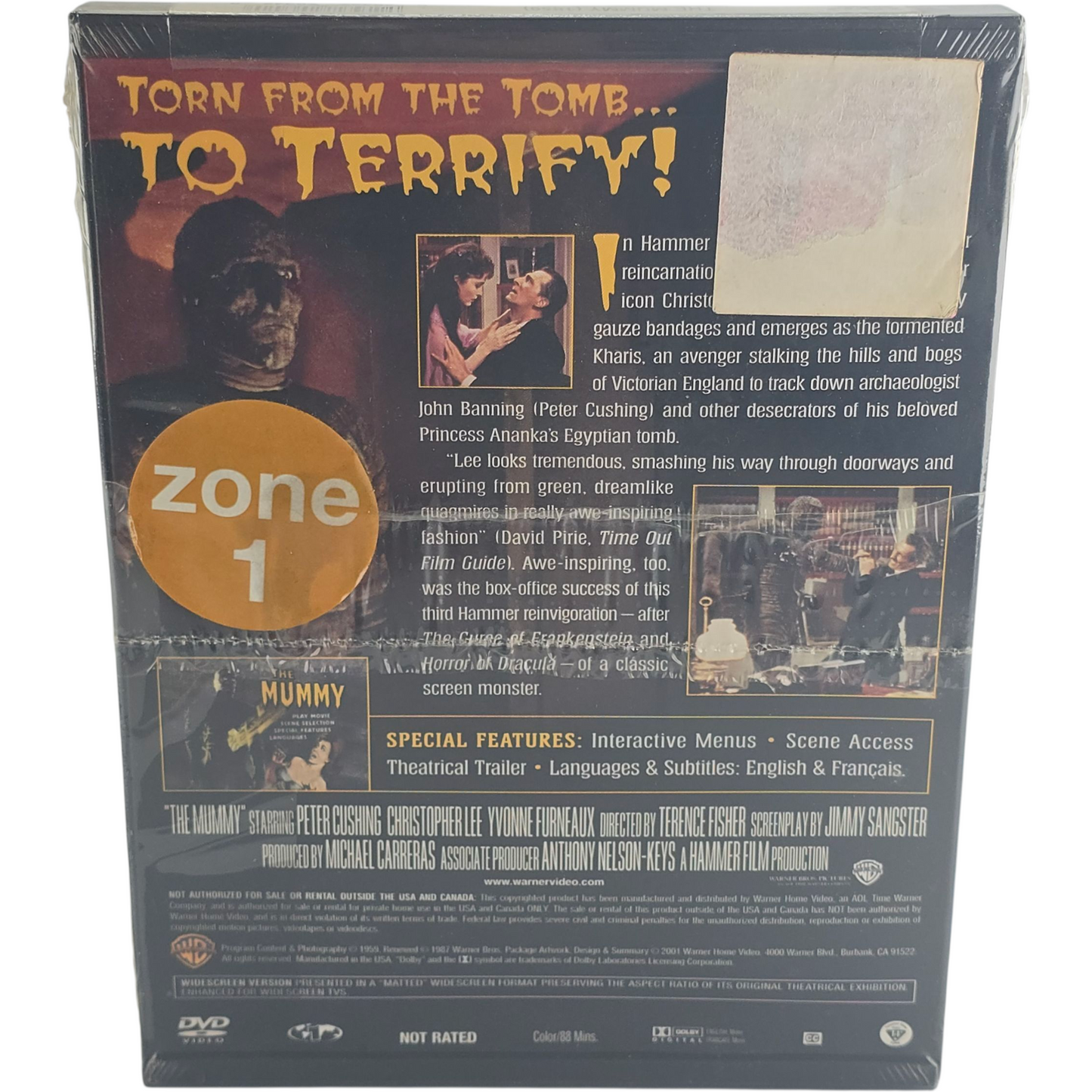 The Mummy DVD Snap Case. Peter Cushing, Christopher Lee Zone 1 US Import