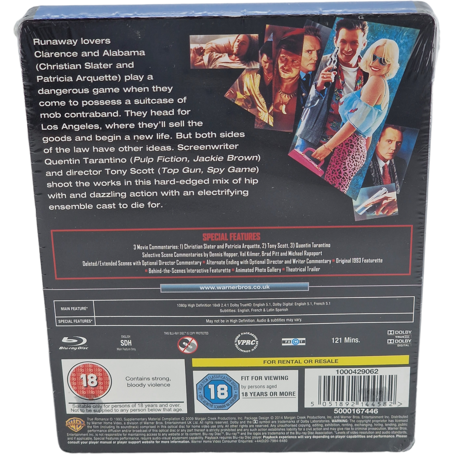 True Romance SteelBook Débossé Blu-ray Tarantino Director's Cut 2014 Libre [-18]