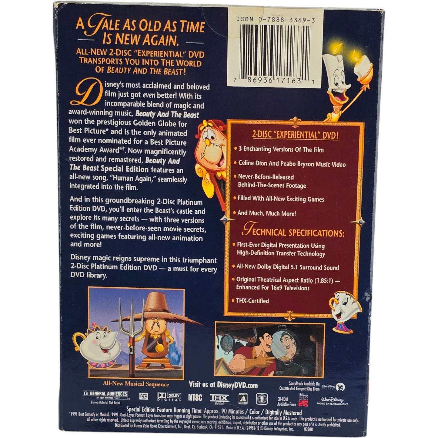 La Belle et la Bête 2 X DVD Walt Disney Édit platine VF 2002  US Import Zone 1