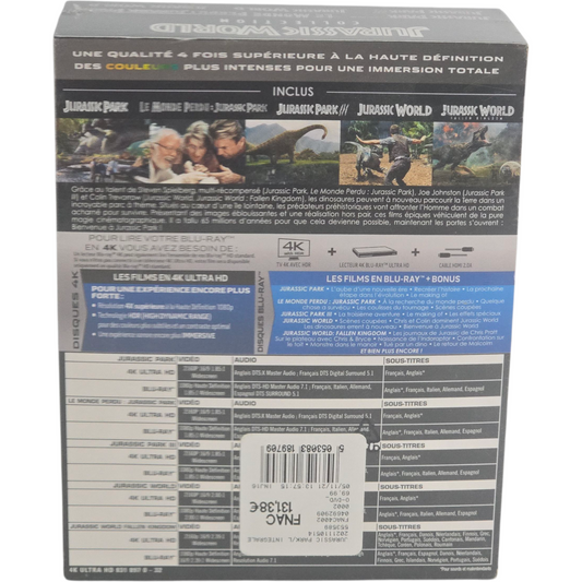 Jurassic Park / Jurassic World – Collection 5 films (1993) – Coffret 5 4K Ultra HD + 5 Blu-ray – Zone B