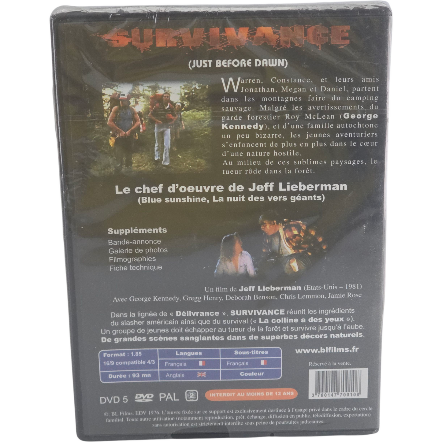 Survivance (Just Before Dawn) DVD Mad Movies Lieberman, Jeff -18 Zone 2