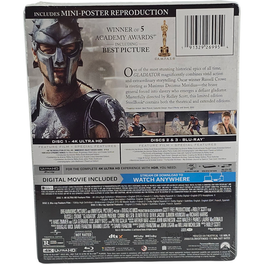 Gladiator - SteelBook 4K + 2 Blu-ray Walmart USA - mini-poster - édition limitée