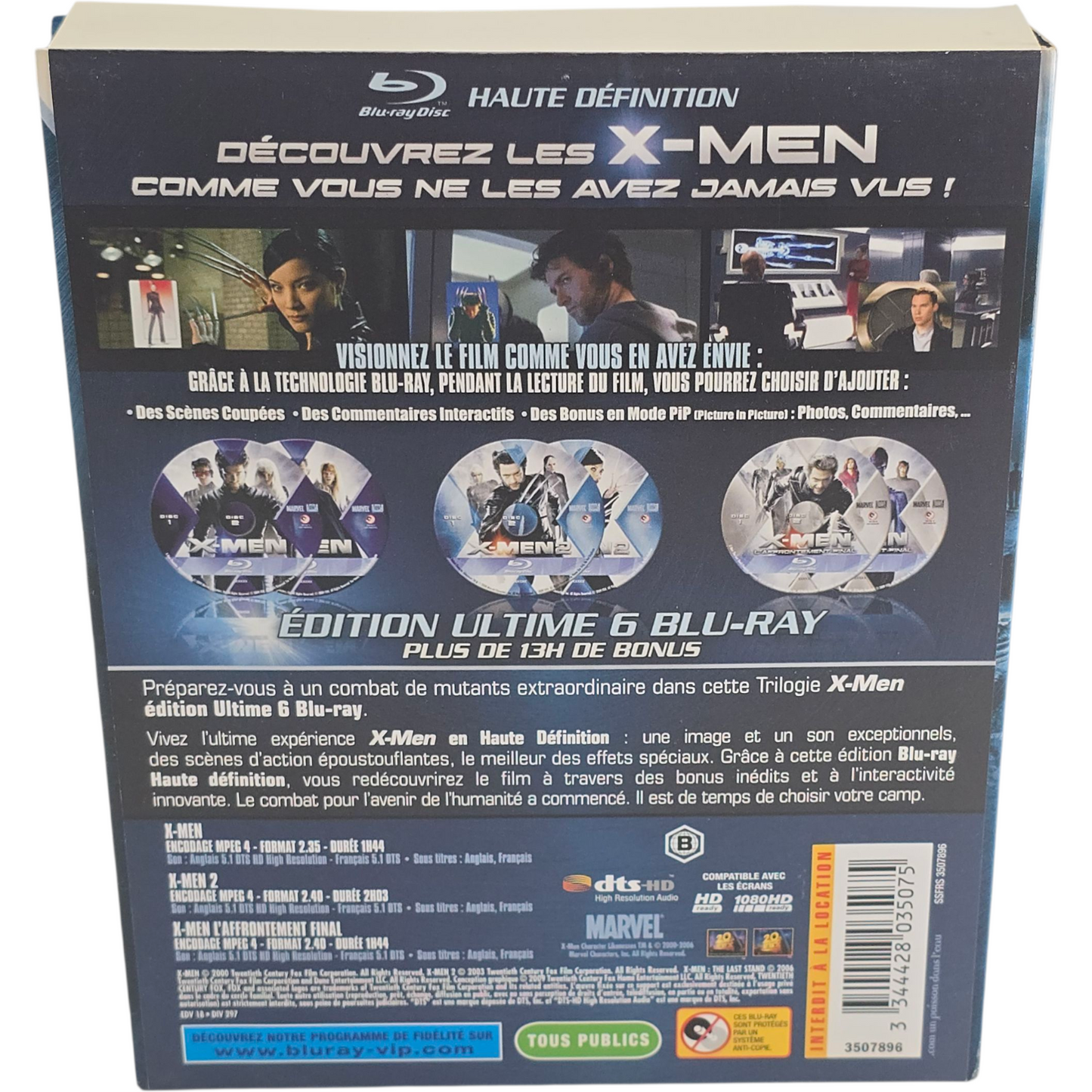 X-Men Trilogie 6 Blu-ray DigiPack X-Men 1 + 2 + L'affrontement final Édt Ultime Zone 2