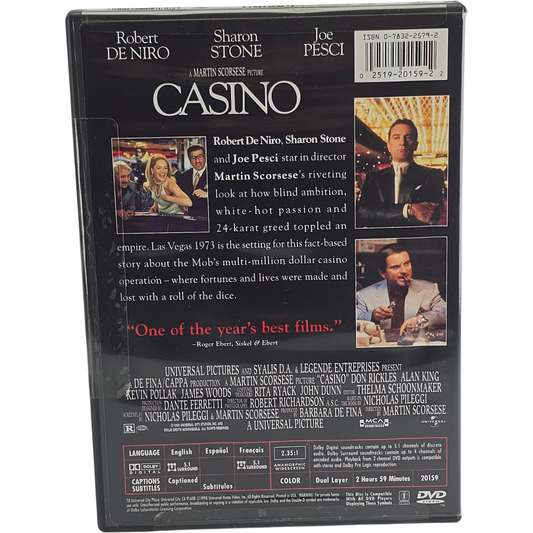 Casino DVD – Robert De Niro, Sharon Stone, Joe Pesci – Zone 1