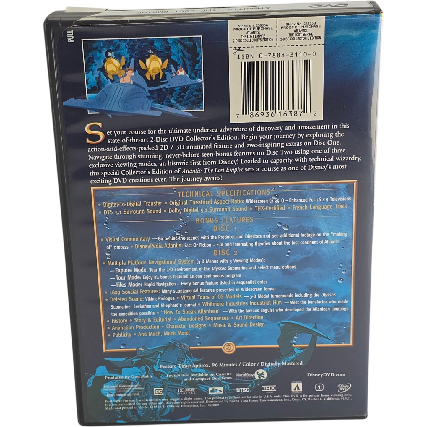 Atlantis: The Lost Empire Disney Classic 2-Disc Collector's Zone 1 US Import