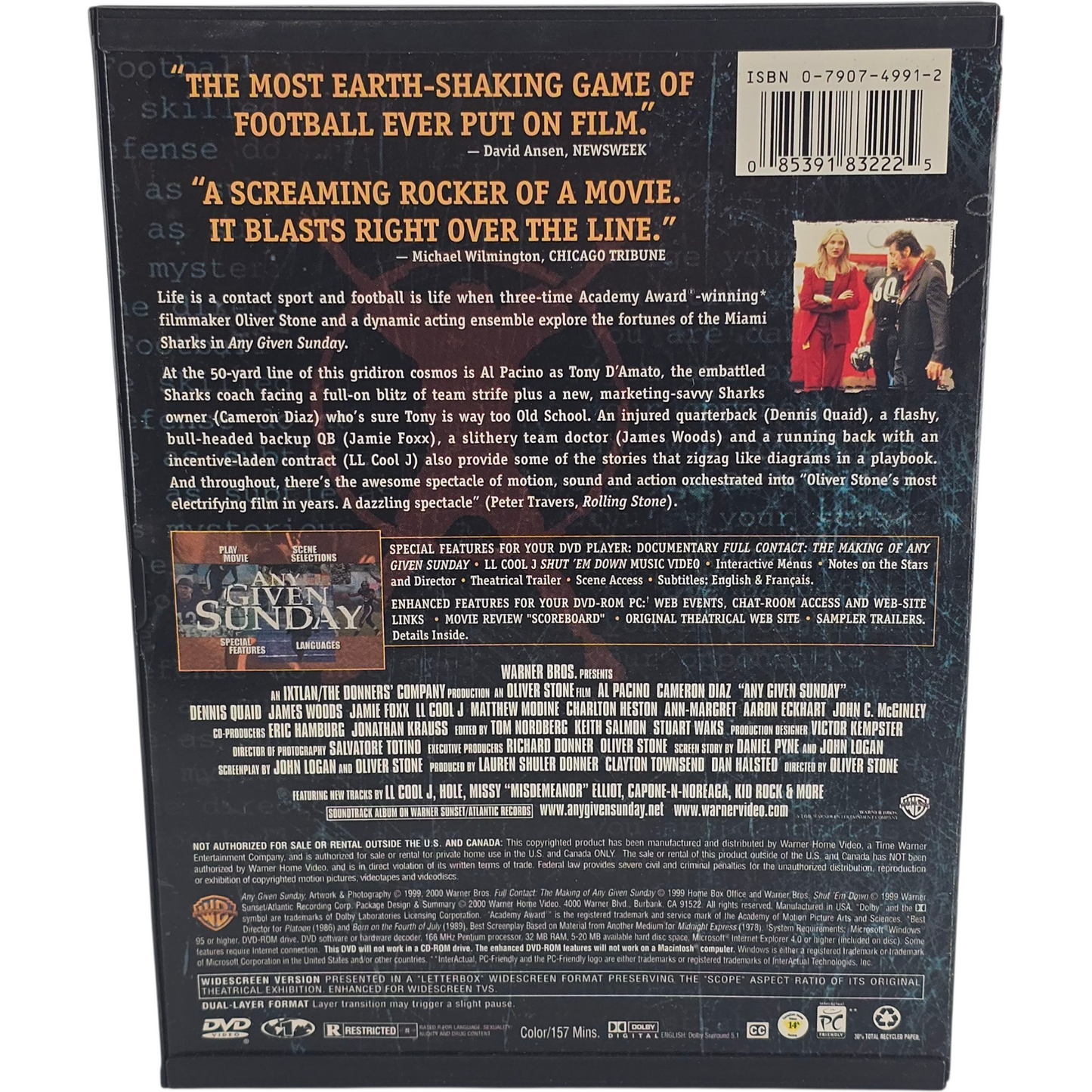Any Given Sunday DVD Director's Cut  Al Pacino,Cameron Diaz Zone 1 US Import