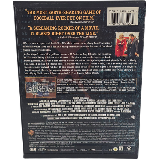 Any Given Sunday DVD Director's Cut Snap Case – Al Pacino – Zone 1 US