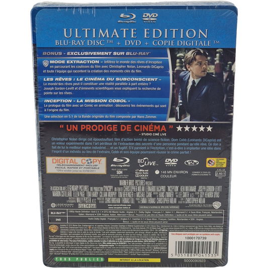 Inception – SteelBook Blu-ray + DVD – vue 3