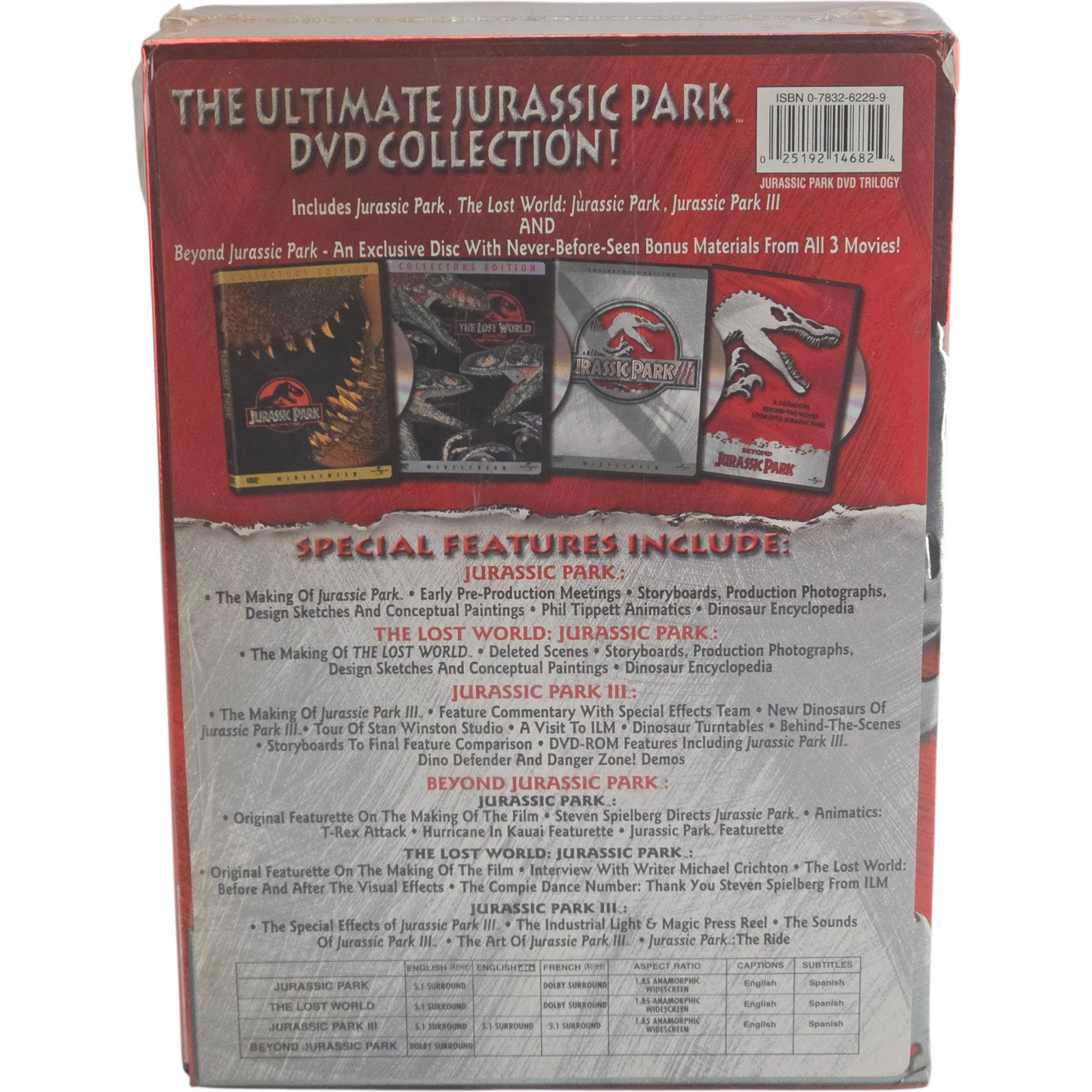 Jurassic Park Trilogy DVD (1993–2001) Steven Spielberg Zone 1 – Import USA