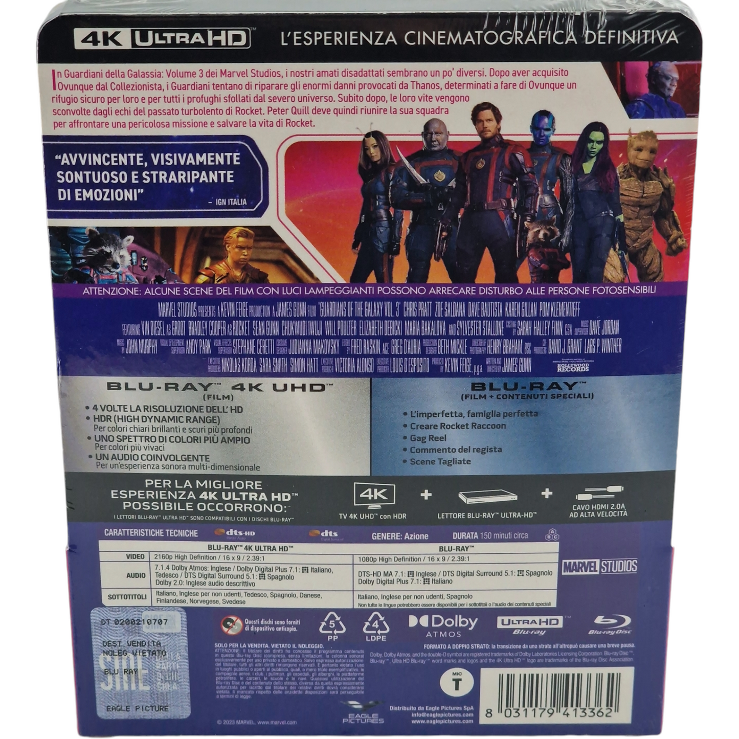 Guardians of the Galaxy Vol.3 SteelBook 4K Ultra HD+Blu-ray Carte lenticulaire B