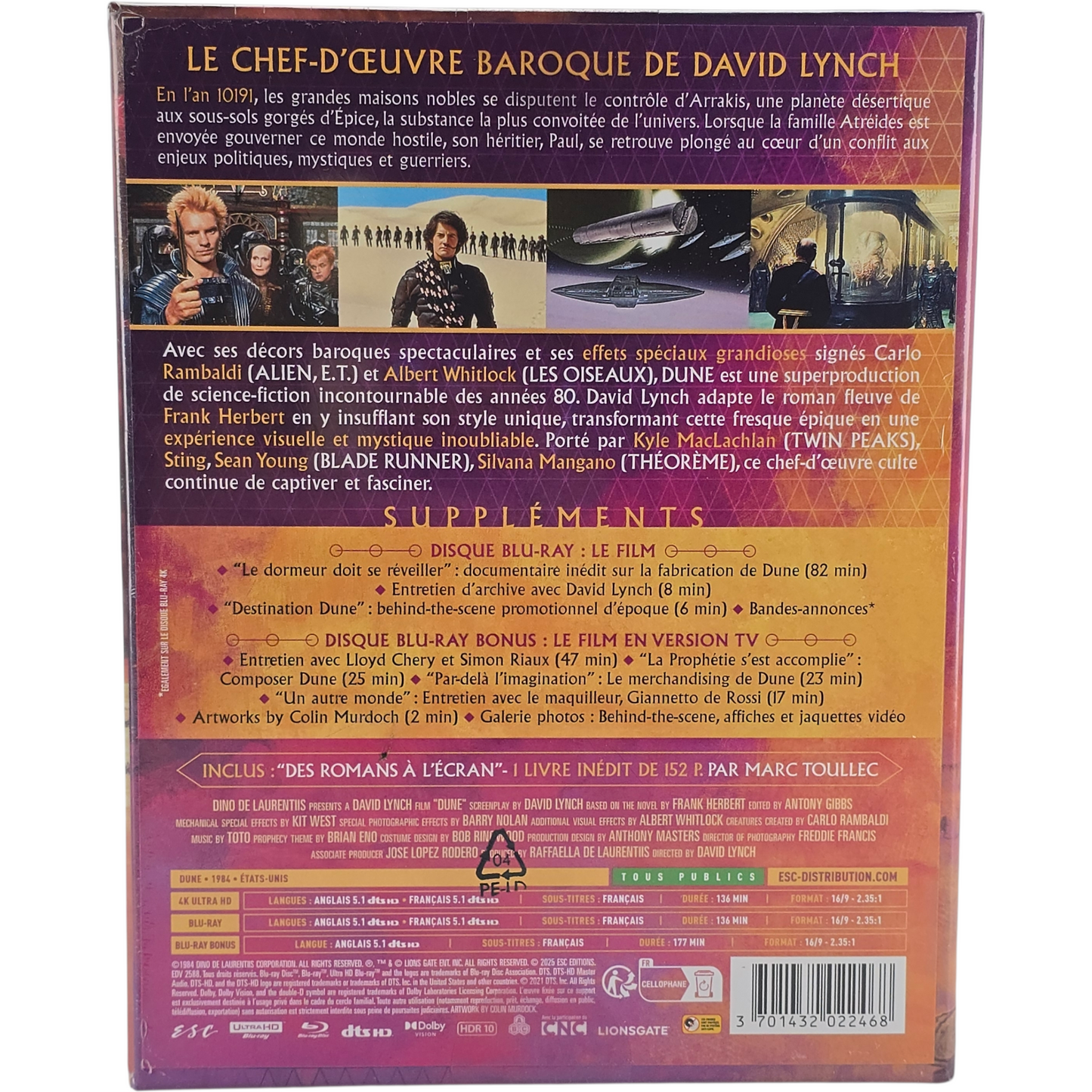 Dune Steelbook Édt Ltd Collector numérotée 4K UHD + Blu-ray David Lynch  B