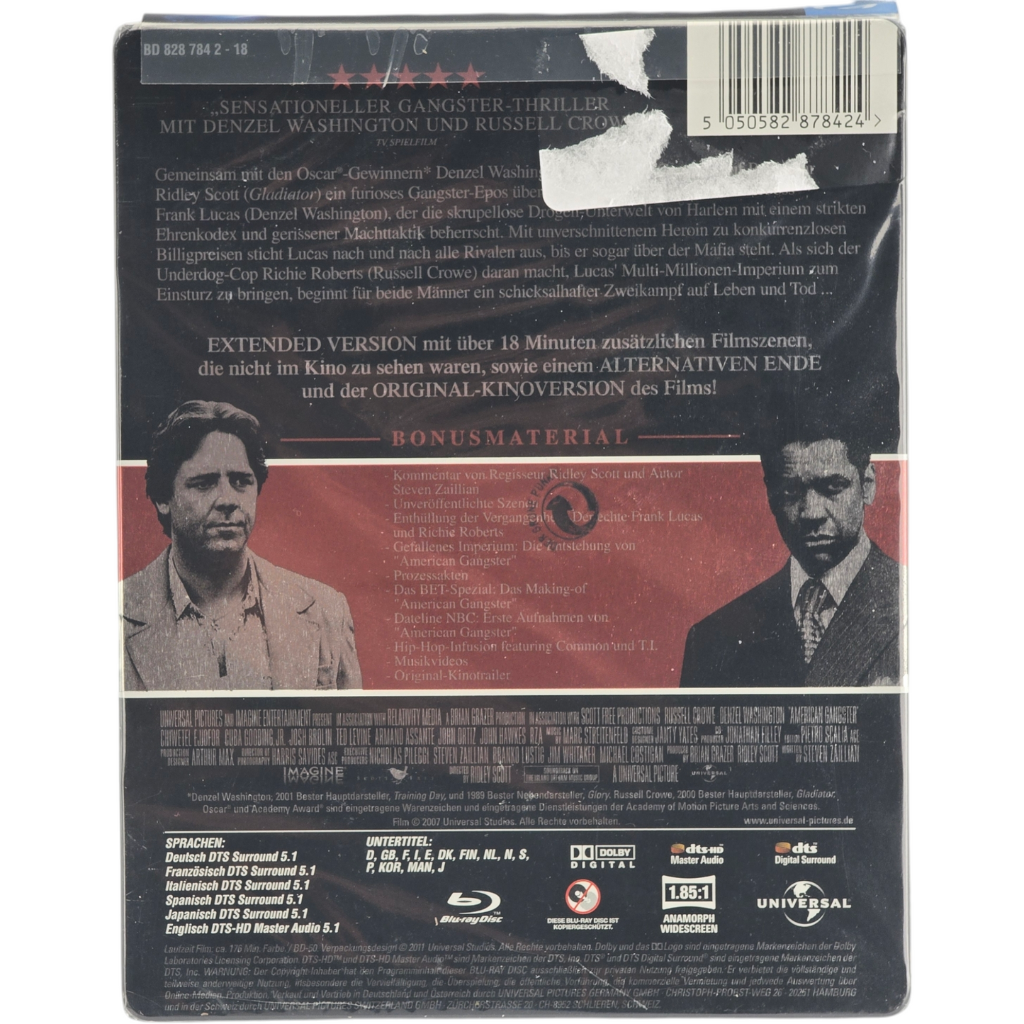 American Gangster Blu-ray Steelbook Universal 100e anniv Ridley Scott  B [-18]