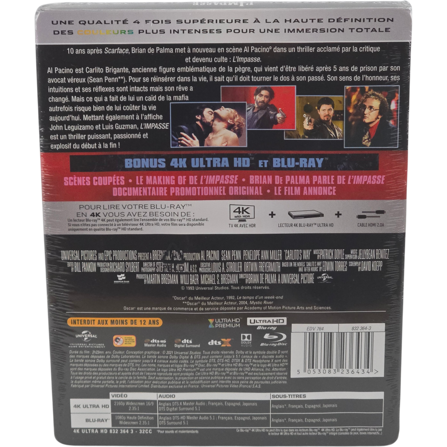 Carlito's Way 4K Ultra HD +Blu-ray SteelBook (L'Impasse) Al Pacino  B [-18]