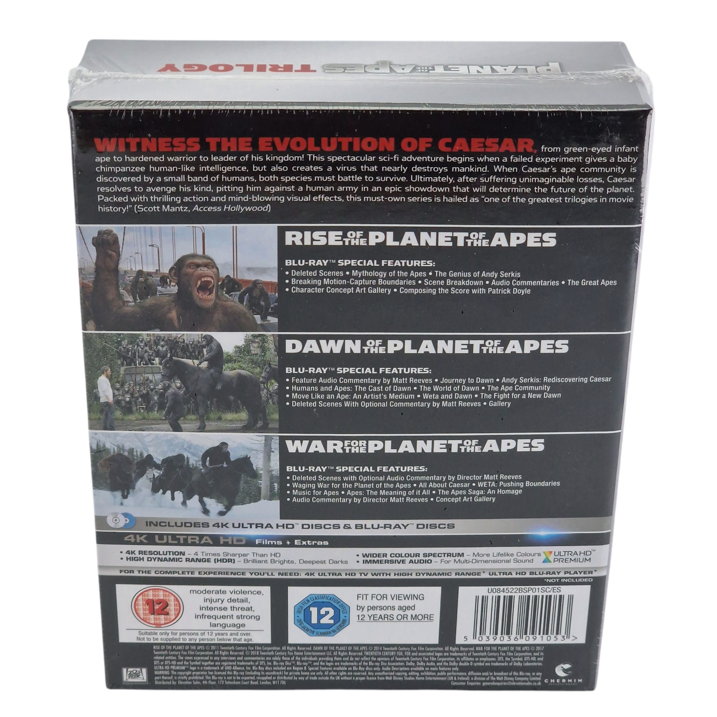 Trilogie la Planète des Singes 4K Ultra HD + Blu-ray / DigiPack Collector Zone Libre