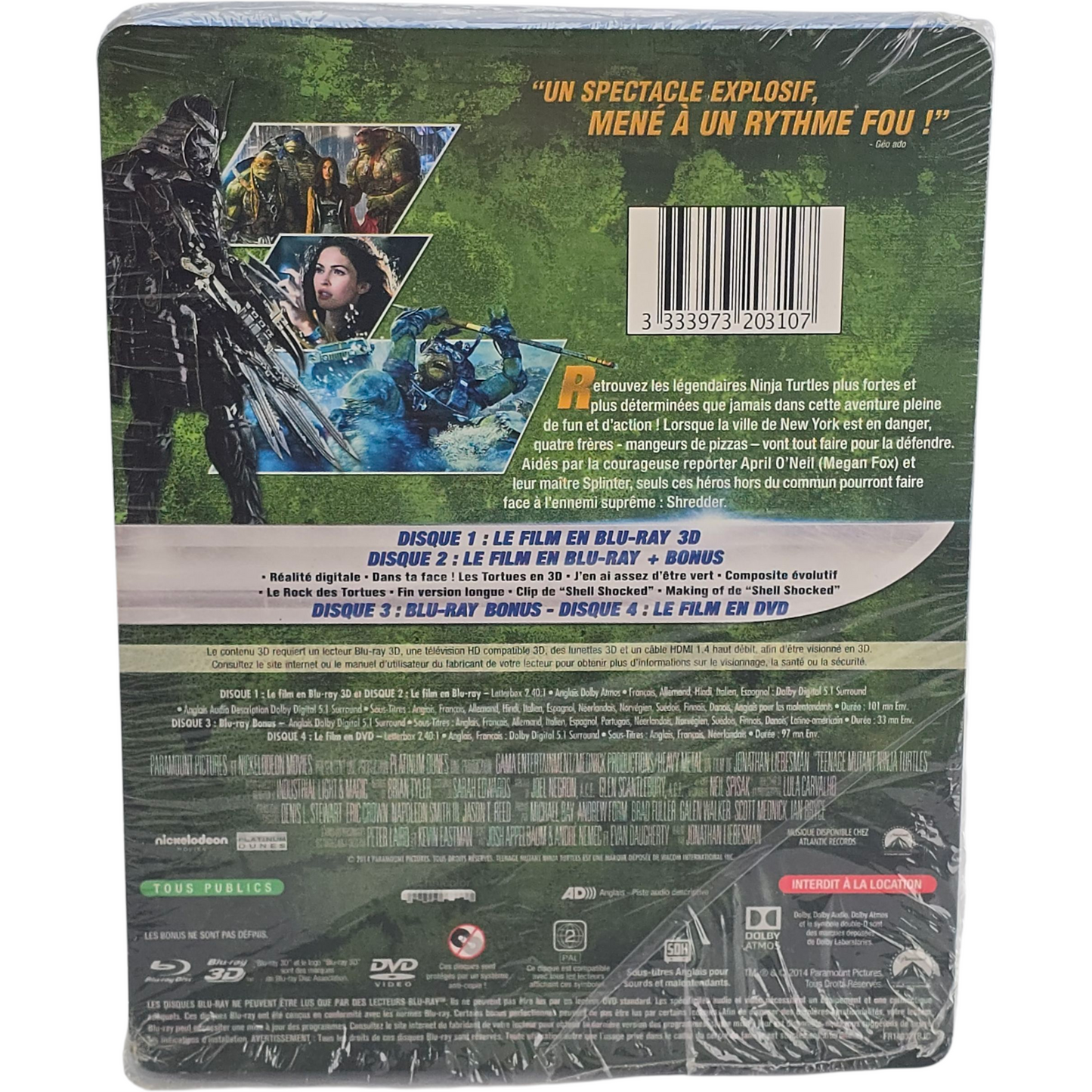 Teenage Mutant Ninja Turtles Steelbook Blu-ray 3D + Blu-ray + DVD  Zone B