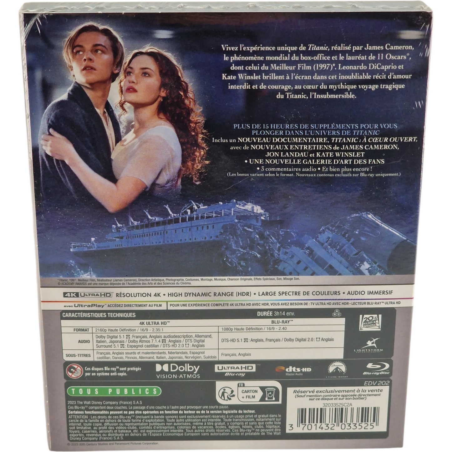 Titanic 4K Ultra HD + Blu-ray + [étui] Leonardo DiCaprio, Kate Winslet Zone B