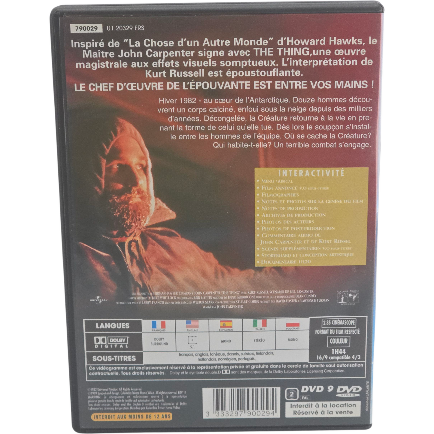 The Thing  DVD John Carpenter Kurt Russell  Zone 2 [ -18]