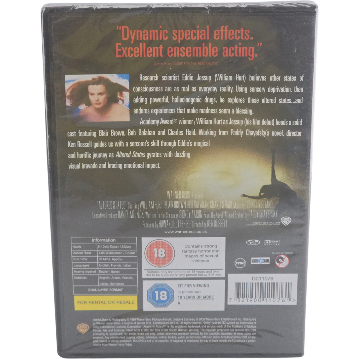 Altered States (1980) DVD  William Hurt, Blair Brown,  [-18]  Zone 1